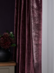 Plum Purple Collection Luxe Heavyweight Lined Plush Velvet Pencil Pleat Curtains - Image 5 of 5