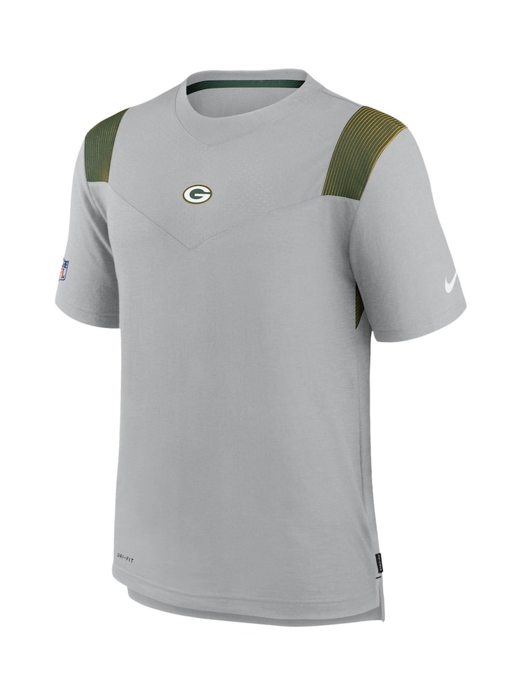 Nike Grey NFL Fanatics Bay Packers Sideline Coaches Football Shirt - Image 2 of 3