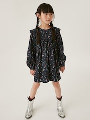 Navy Blue Floral Printed Dress (12mths-16yrs) - Image 1 of 7