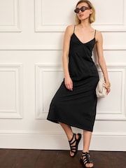 Black Jersey Cami Midi Dress - Image 1 of 3
