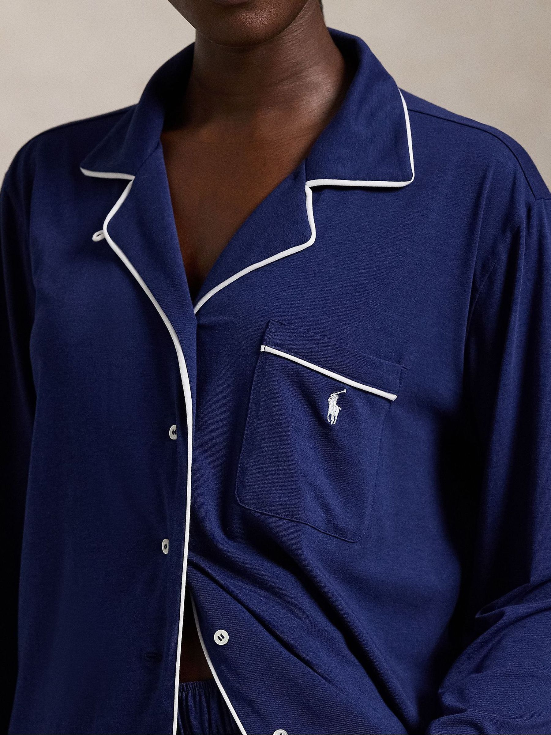 Buy Polo Ralph Lauren Blue Essentials Long Sleeve Notch Top