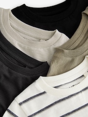 Black/White Plain Long Sleeve T-Shirts 5 Pack (3mths-7yrs) - Image 3 of 4