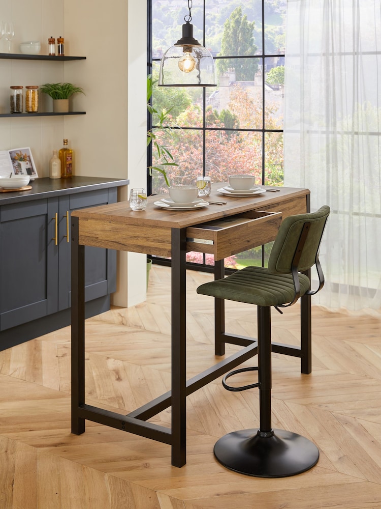 Dark Natural Bronx Oak Effect 2 Seater Storage Bar Table - Image 1 of 10
