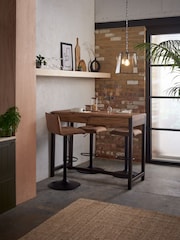 Dark Natural Bronx Oak Effect 2 Seater Storage Bar Table - Image 2 of 10