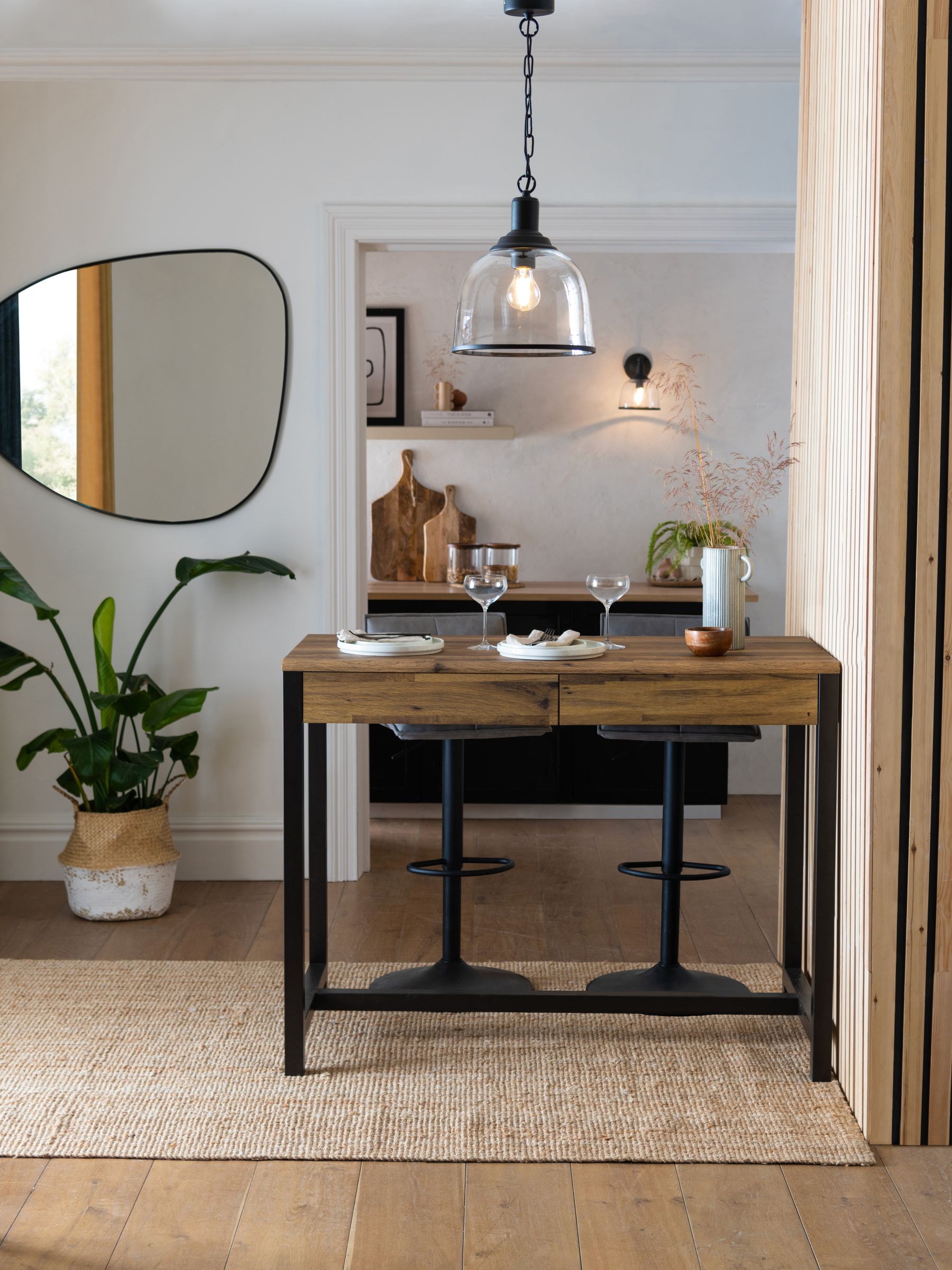 Buy Dark Natural Bronx Oak Effect 2 Seater Storage Bar Table from the Next UK online shop