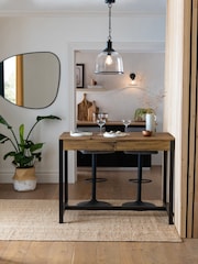 Dark Natural Bronx Oak Effect 2 Seater Storage Bar Table - Image 4 of 10