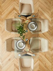 Natural Oak Effect Oslo Solid Oak & Glass Bar Dining Table - Image 2 of 5