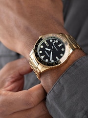 Sekonda Mens Gold Tone 43mm Analogue Watch With Case And Stainless Steel Bracelet With Black Dial - Image 1 of 6