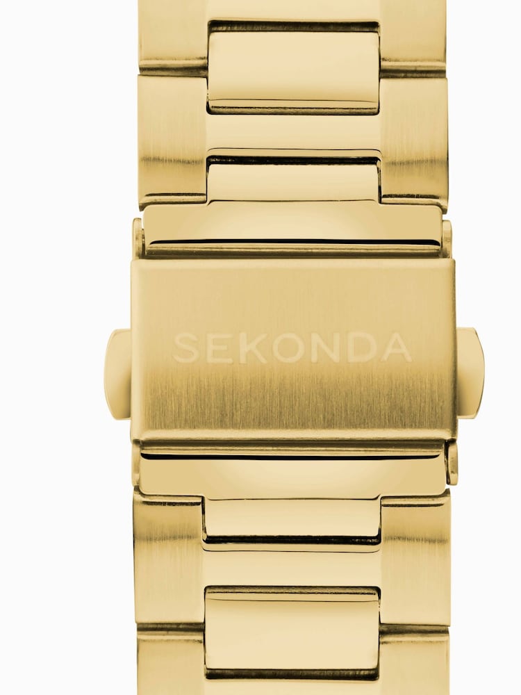 Sekonda Mens Gold Tone 43mm Analogue Watch With Case And Stainless Steel Bracelet With Black Dial - Image 6 of 6