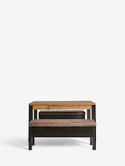 Dark Natural Oak Effect 4 Seater Dining Table and Storage Bench Bronx Set - Image 5 of 10