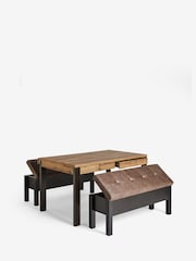Dark Natural Oak Effect 4 Seater Dining Table and Storage Bench Bronx Set - Image 7 of 10