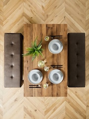 Dark Natural Oak Effect 4 Seater Dining Table and Storage Bench Bronx Set - Image 9 of 10