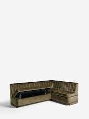 Plush Chenille Moss Green Anderson Storage Corner Dining Bench - Image 11 of 14