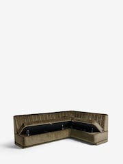 Plush Chenille Moss Green Anderson Storage Corner Dining Bench - Image 12 of 14