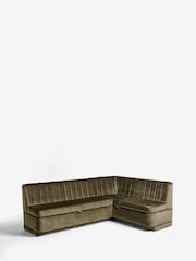 Plush Chenille Moss Green Anderson Storage Corner Dining Bench - Image 6 of 14