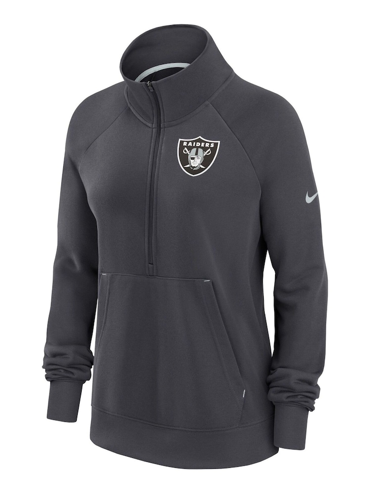 Nike Grey NFL Fanatics Womens Las Vegas Raiders Dri Fit Half Zip Hoodie Womens - Image 1 of 3
