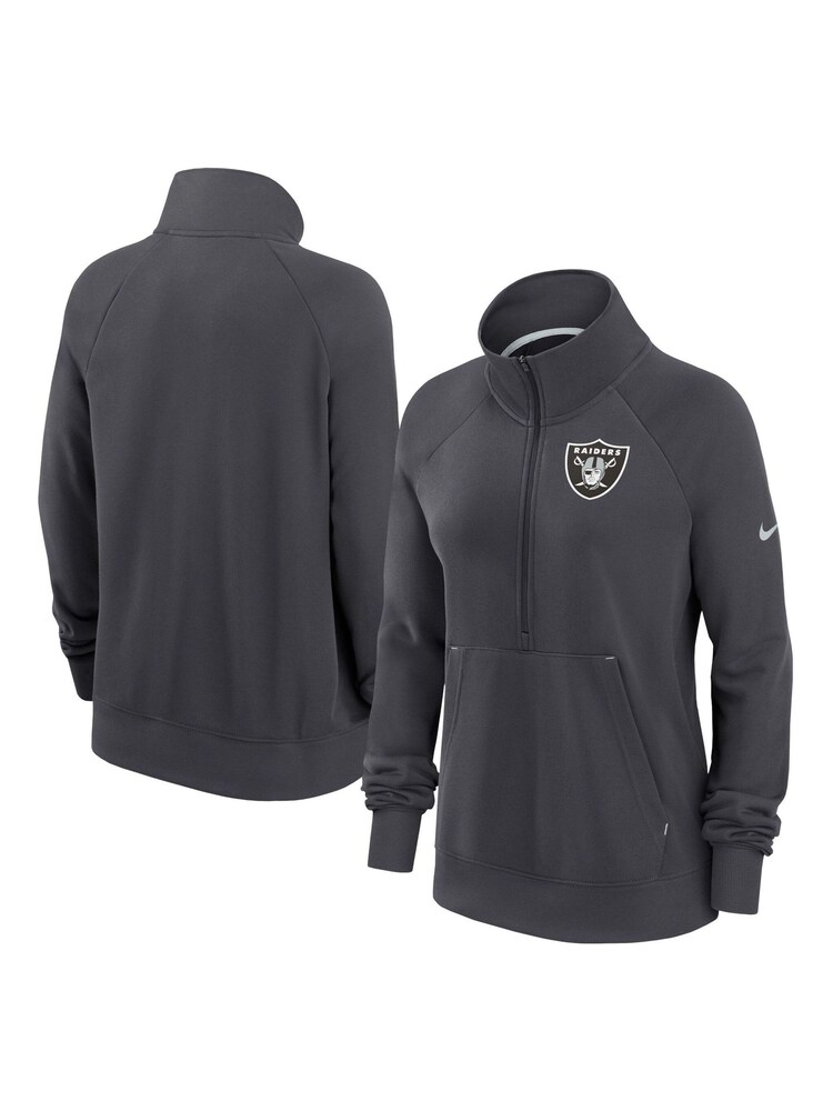 Nike Grey NFL Fanatics Womens Las Vegas Raiders Dri Fit Half Zip Hoodie Womens - Image 3 of 3