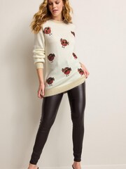 Ecru White Sequin Robins Christmas Jumper - Image 2 of 7