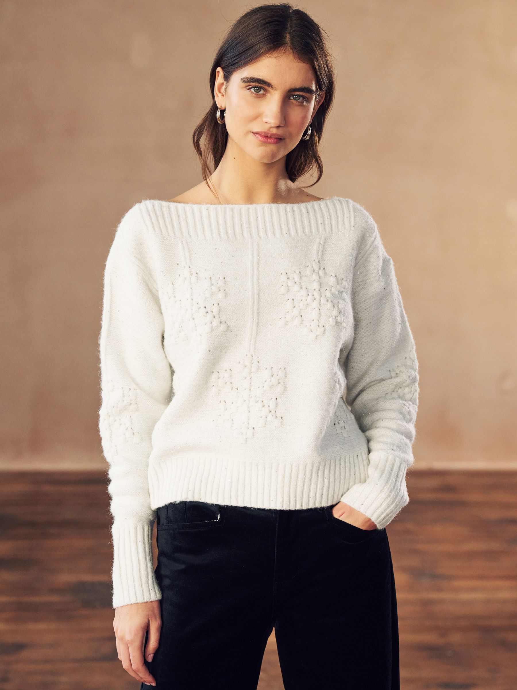 Buy Ecru White Snowflake Christmas Jumper from Next Luxembourg