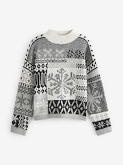 Grey Sequin Snowflake Womens Christmas Jumper - Image 3 of 4