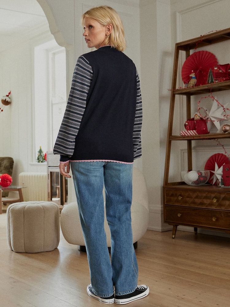 Navy Blue Christmas Tree Womens Christmas Jumper - Image 3 of 7