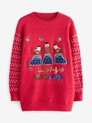 Red Happy Howlidays Slogan Christmas Jumper - Image 2 of 7