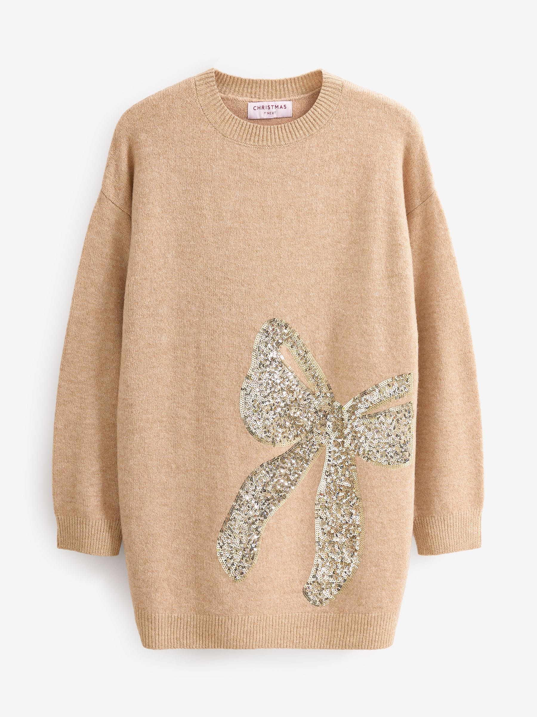 Sequin bow christmas jumper hotsell