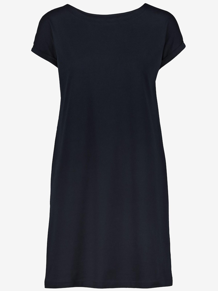 Navy Blue 100% Cotton Relaxed Capped Sleeve Tunic Dress - Image 4 of 4 Navy Blue 100% Cotton Relaxed Capped Sleeve Tunic Dress - Image 4 of 4