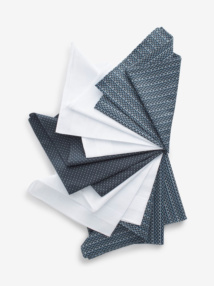 Blue Geo Floral 100% Cotton Handkerchiefs 5 Pack - Image 2 of 3