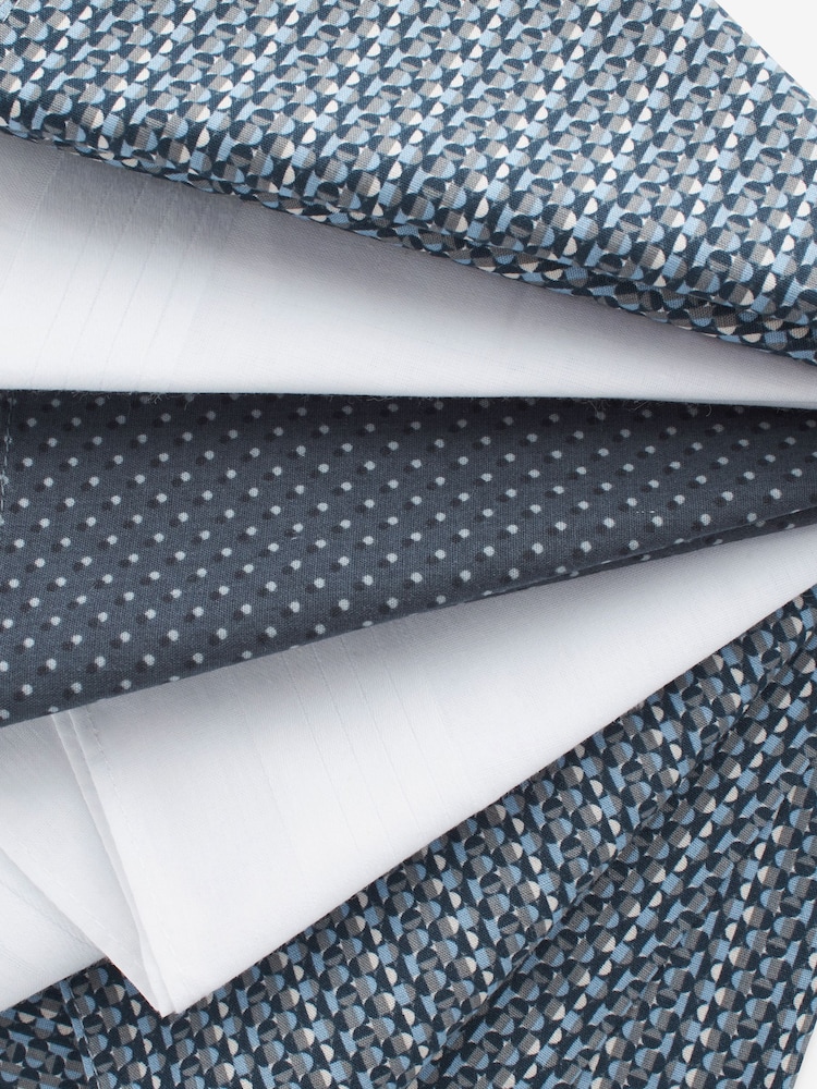 Blue Geo Floral 100% Cotton Handkerchiefs 5 Pack - Image 3 of 3