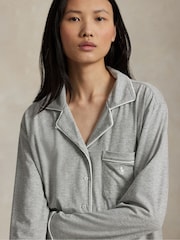 Polo Ralph Lauren Grey Polo Essentials Long Sleeve Notch Top & Pant Set - Image 4 of 8