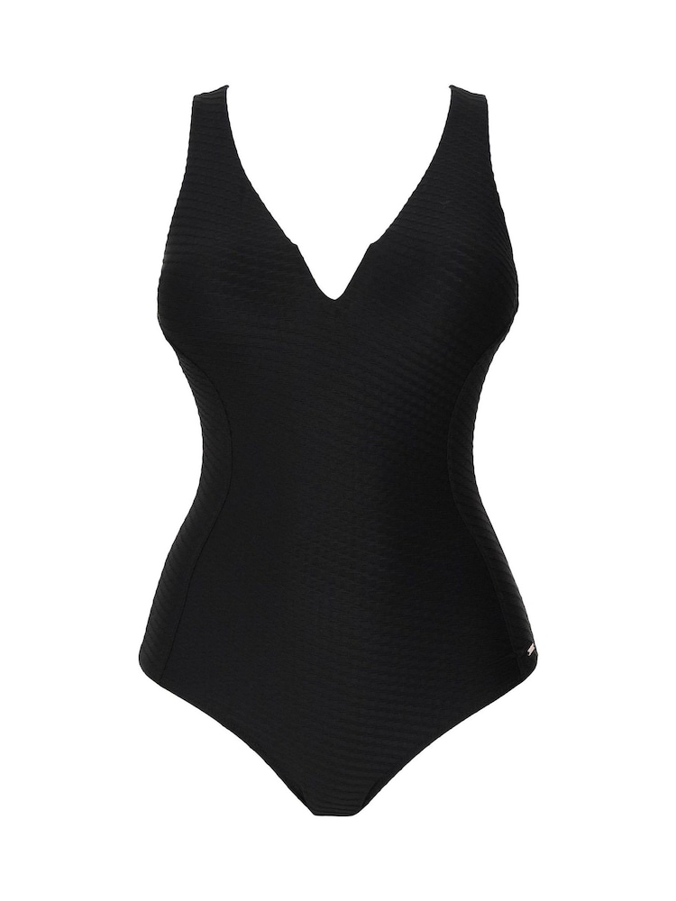 Figleaves Black Icon Plunge Textured Swimsuit - Image 5 of 5