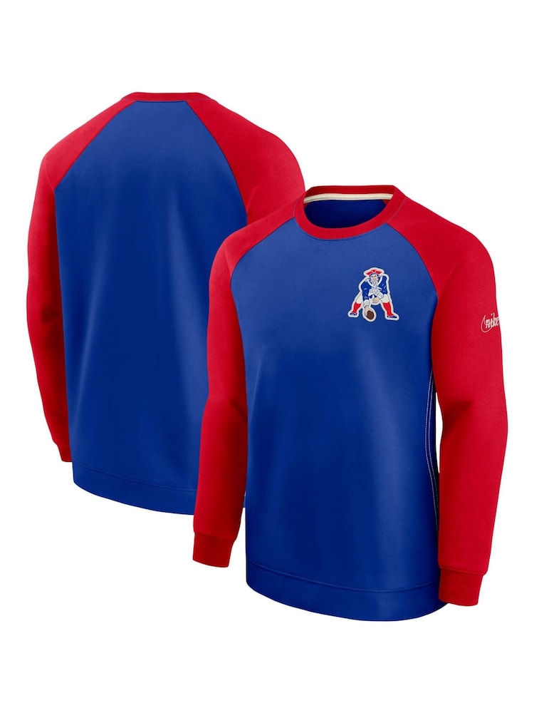 Nike Blue NFL Fanatics New England Patriots Dri-Fit Raglan Crew Sweatshirt - Image 1 of 3