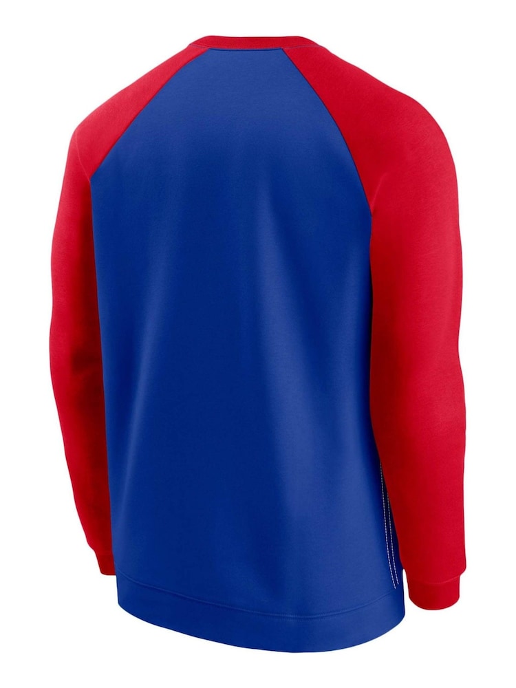 Nike Blue NFL Fanatics New England Patriots Dri-Fit Raglan Crew Sweatshirt - Image 3 of 3