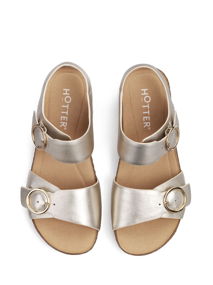 Hotter Gold Wide Fit Tourist Buckle Sandals - Image 4 of 4