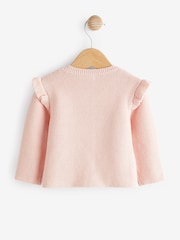 Pink Baby Frill Shoulder Knitted Cardigan (0mths-2yrs) - Image 2 of 6