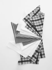 White/Black Check Geo Floral 100% Cotton Handkerchiefs 5 Pack - Image 2 of 3