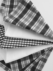 White/Black Check Geo Floral 100% Cotton Handkerchiefs 5 Pack - Image 3 of 3