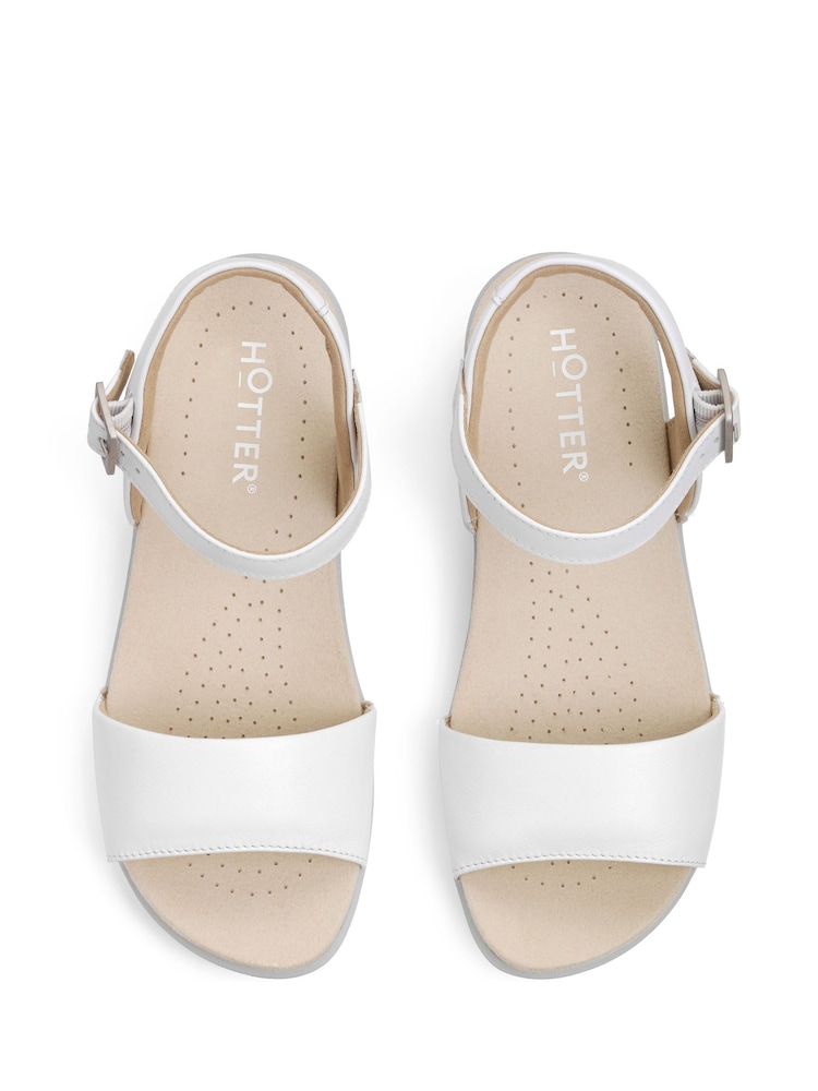 Hotter White Hotter Tropic Buckle Wide Fit Metallic Sandals - Image 4 of 4