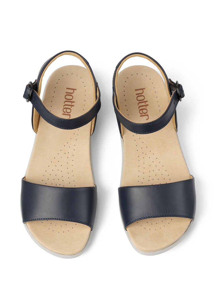 Hotter Blue Hotter Tropic Buckle Wide Fit Metallic Sandals - Image 4 of 4