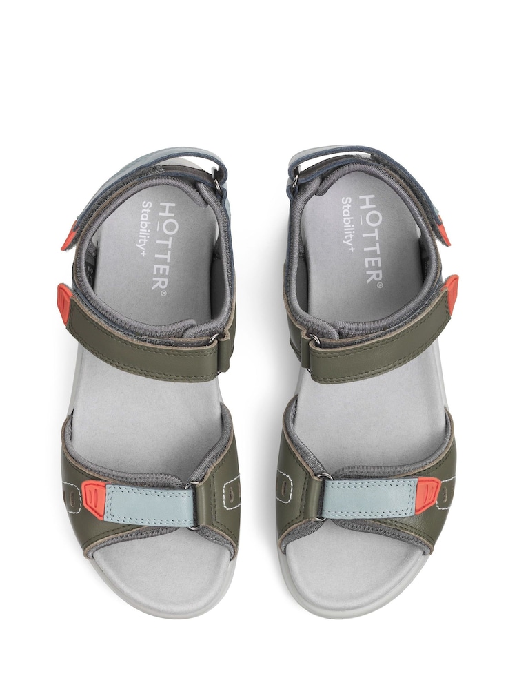 Hotter Green Walk II Touch Fastening Wide Fit Sandals - Image 4 of 4