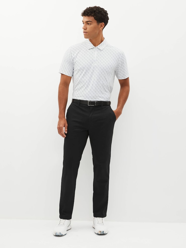 White Grey Print Golf Polo Shirt - Image 2 of 7