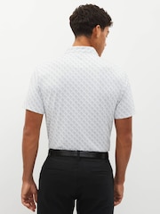 White Grey Print Golf Polo Shirt - Image 3 of 7
