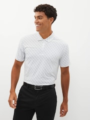 White Grey Print Golf Polo Shirt - Image 4 of 7