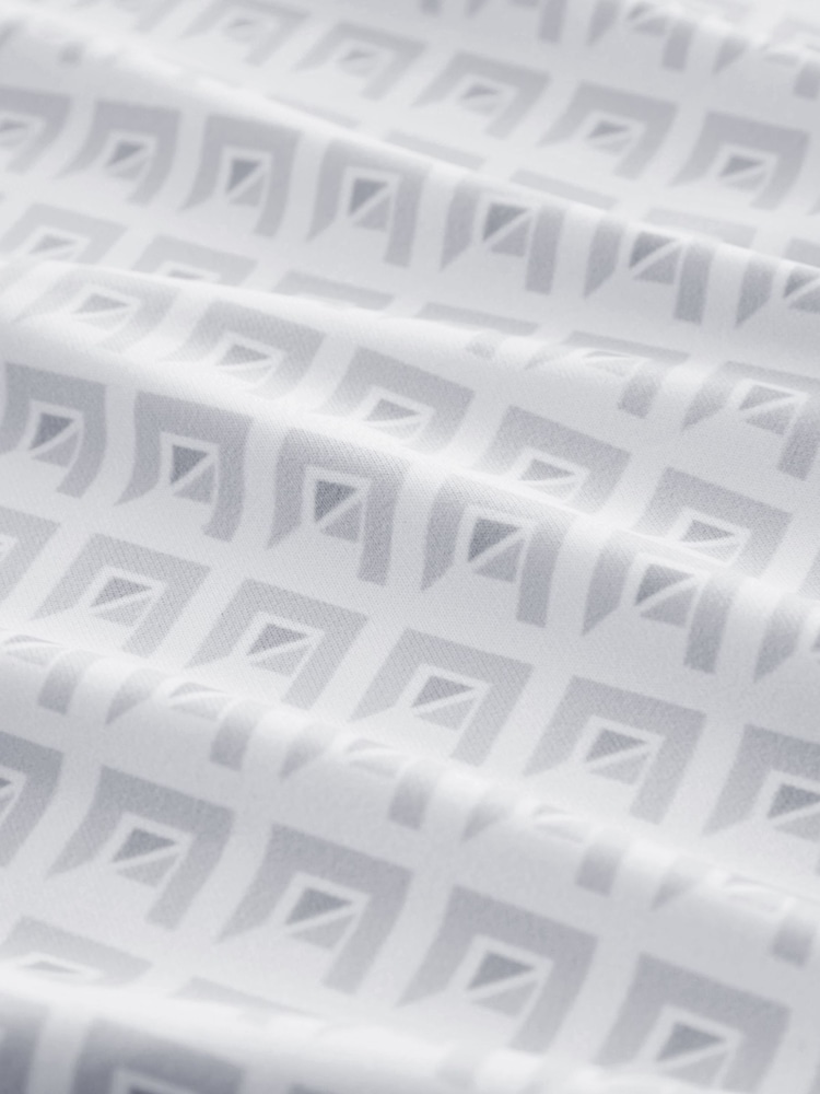 White Grey Print Golf Polo Shirt - Image 7 of 7