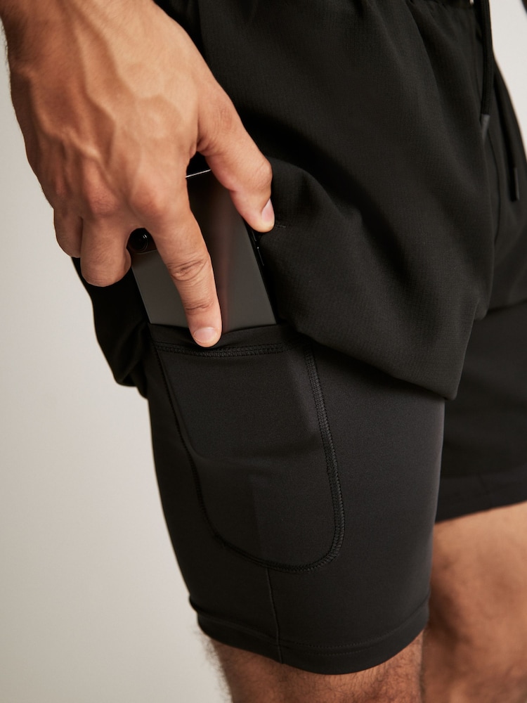 Black 2-In-1 Training Shorts - Image 6 of 11