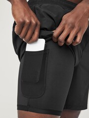Black Training Shorts With Liner - Image 2 of 12