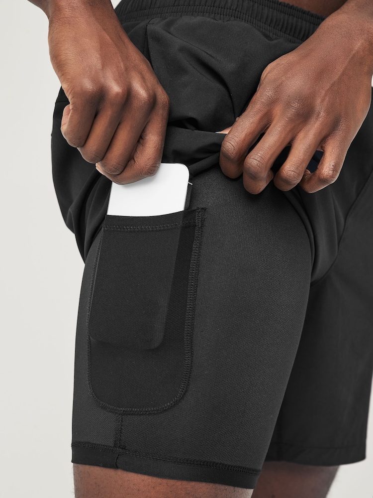 Black Training Shorts With Liner - Image 2 of 12 Black Training Shorts With Liner - Image 2 of 12