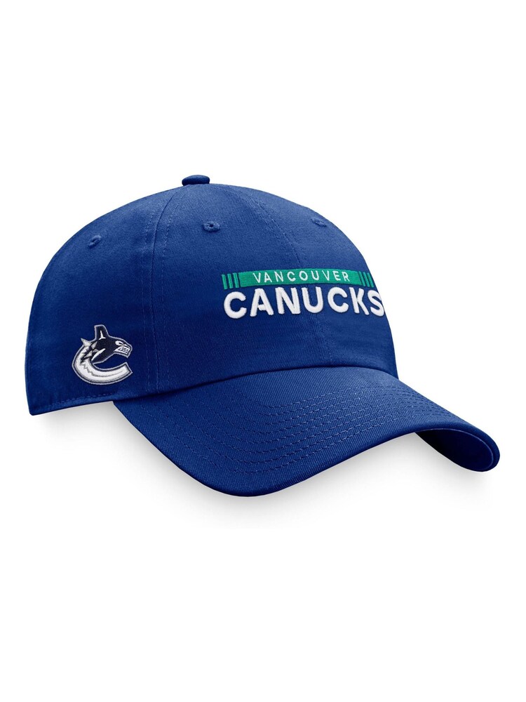Fanatics Vancouver Canucks Branded Blue Authentic Pro Game & Train Unstructured Adjustable 100% Cotton Cap - Image 2 of 4 Fanatics Vancouver Canucks Branded Blue Authentic Pro Game & Train Unstructured Adjustable 100% Cotton Cap - Image 2 of 4