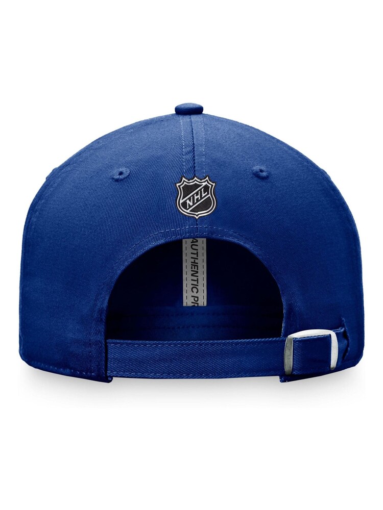 Fanatics Vancouver Canucks Branded Blue Authentic Pro Game & Train Unstructured Adjustable 100% Cotton Cap - Image 4 of 4 Fanatics Vancouver Canucks Branded Blue Authentic Pro Game & Train Unstructured Adjustable 100% Cotton Cap - Image 4 of 4